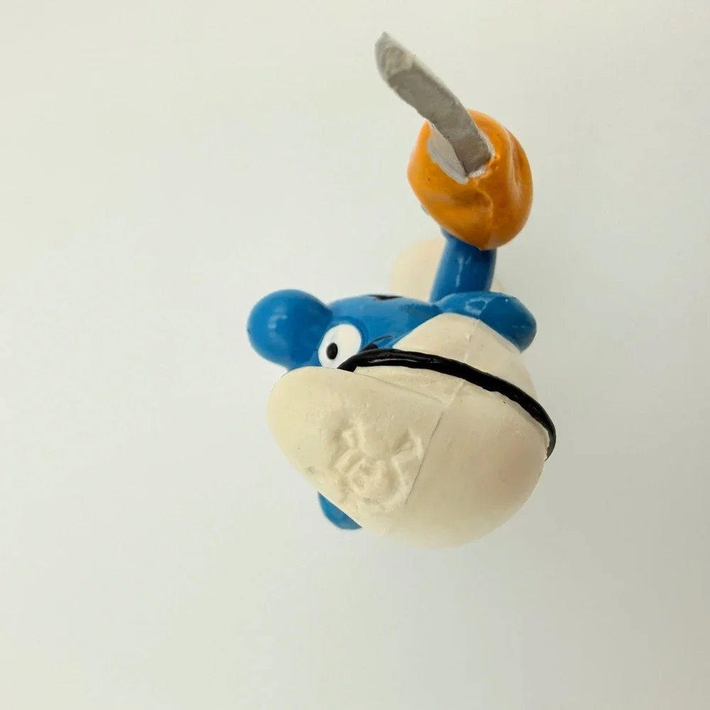Vintage by Bully West Germany Peyo Pirate Smurf Figure with Sword Eye Patch PVC